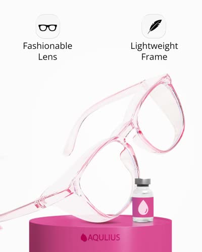 Aqulius 2 Pack Stylish Safety Glasses Goggles, Scratch Resistant, Safety Glasses for Women, Blue Light, Glasses for Nurses - color: Pink/Pink