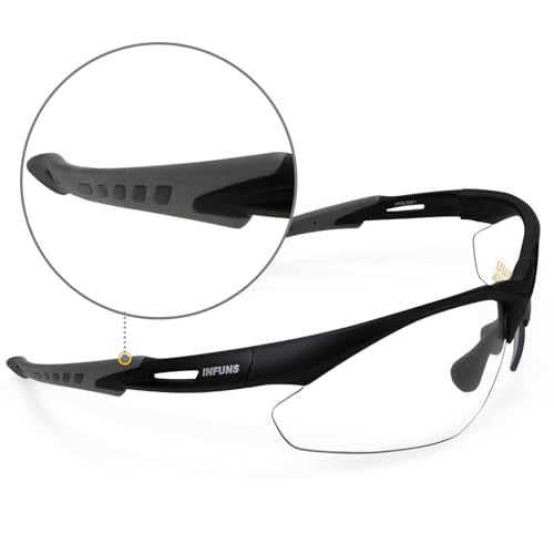 YIFAN Z87 Anti fog scratch shooting safety Pickleball glasses for men and women with Black frame |Wrap-Around | 100% UV Shielding| Eye Protection with adjustable Arms | Protective Eyewear