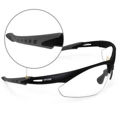 YIFAN Z87 Anti fog scratch shooting safety Pickleball glasses for men and women with Black frame |Wrap-Around | 100% UV Shielding| Eye Protection with adjustable Arms | Protective Eyewear