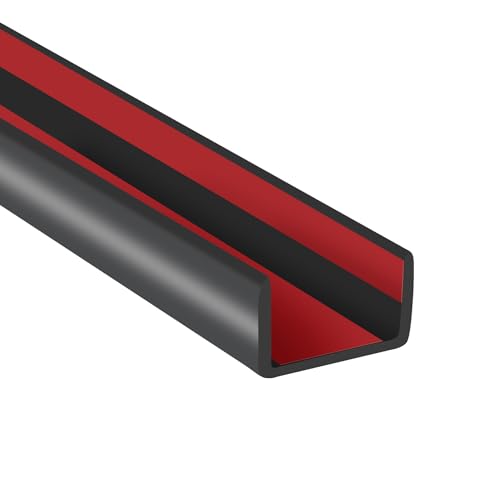 Rubber Edge Trim, 1/2" Self Adhesive Flexible U Channel Edge Protecter for Plywood, Tables, Desks, Cabinets, Counter Top, Wide U Shaped Edge Trim, Edge Banding, Black Color, 20Ft - color: Black, size: Fit 1/2" - L20'