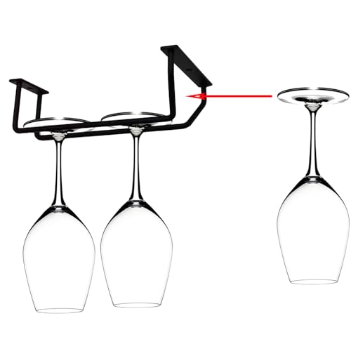 7 Inch Black Wine Glass Rack, Under Cabinet Stemware Holder, Hanging Stemware Holder for Cabinet Kitchen Bar, Set of 4 - color: Black, size: 7 Inch 4 Pack