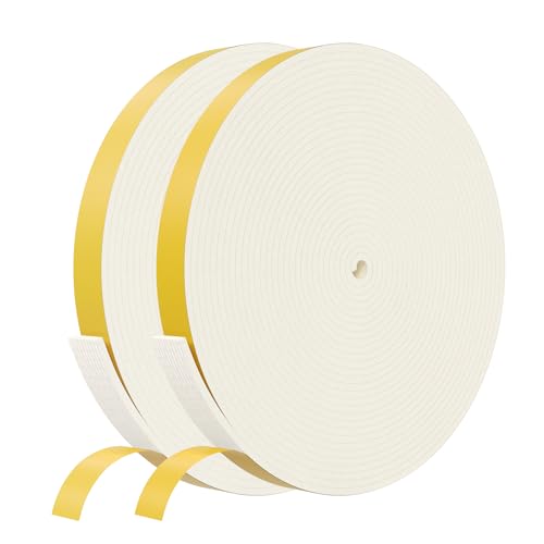 Weather Stripping Door Seal Strip,White Weatherproof Foam Tape Insulation for Sliding Door, Front Door Frame, Windows (1/2 in x 1/8 in x 65.6Ft) - color: White, size: 1/2Inx1/8Inx65.6Ft