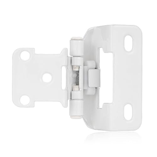 4 Pack (2 Pair) White Cabinet Hinges for Kitchen Cabinet Door, Partial Wrap Self Closing 1/2" Overlay Kitchen Cabinet Hinges, Semi Hidden Cabinet Hinge for Cabinet Doors - color: White