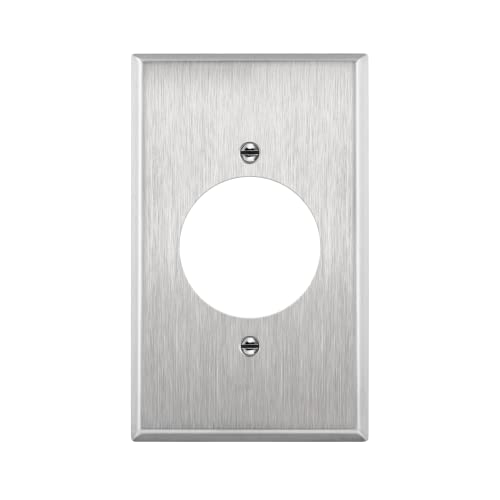 ENERLITES 1.620" Hole Single Locking Receptacle Outlet, Metal Wall Plate, Corrosion Resistant, Size 1-Gang 4.50" x 2.76", 7861, 430 Stainless Steel, UL Listed, Silver, Standard - color: Stainless Steel, size: 1.620"