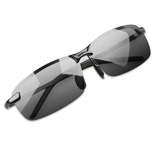 YIMI Polarized Photochromic Driving z87 Sunglasses For Men Women Day and Night safety glasses - color: Black Frame /Deep Black Lens