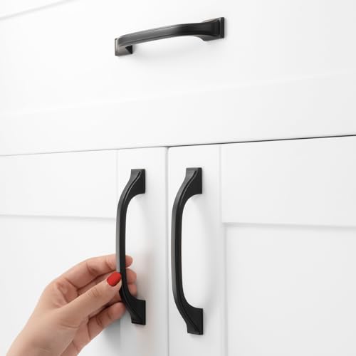 10 Pack Matte Black Cabinet Pulls 3-3/4 Inch Black Cabinet Handles Black Hardware for Kitchen Cabinets 8222 Drawers Bedroom Dresser Bathroom Vanity Cupboard - color: Matte Black, size: 3-3/4 Inches, style: 10 Pack Arch Pull