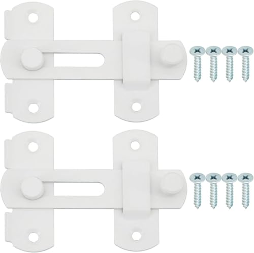 Alise 2Pcs 4 inch Flip Latch Gate Latches, Safety Door Lock for Barn Wood Fence Sliding French Doors,Heavy Duty SUS304 Stainless Steel Gate Hardware White Finish MS9500W-2P - color: White, size: 4 inch-2p