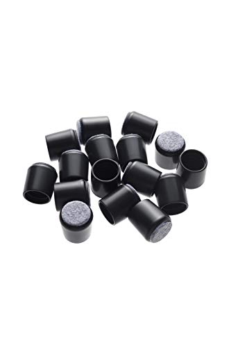 Furnigear 1" Chair Leg Tips Caps with Felt Chair Leg Floor Protectors for Hardwood Floors Chair Leg Sliders, Felt Pads for Stool Leg Folding Metal Chair Leg Tip Cover Replacement Round Black, 16 Pcs - size: 1"-16pack