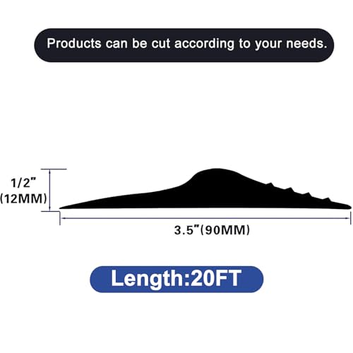 ToLanbbt 20Ft/6.1M Universal Garage Threshold Seal Strip with 300ml Black Adhesives, Garage Door Bottom Weatherproof Strip Rubber DIY Weather Stripping Replacement (Black) - color: Black, size: 20 Ft (incl. 2 adhesives)