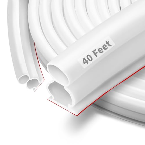 40 Feet White Rubber D-Shape Door Seal Strip, Extra Thick, Self-Adhesive, Easy Cut to Size, Weather Stripping for Door Frame Insulation, Large Gap (FKBGDW40FT) - color: White, size: 40Ft