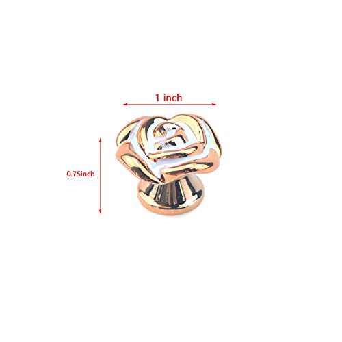Bitray 20PCS Rose Pulls Cabinet Knobs Flower Drawer Knobs Pull Handles - color: Gold