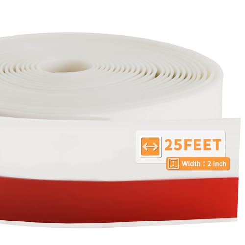 25 Feet Silicone Weather Stripping 2 inch Width Door Seal Strip Seal for Door Bottom, Gap, Side, Suitable for Sliding Door Windows - color: White, size: 2 Inch x 25 Feet