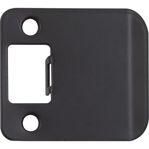 Stone Harbor Hardware Round Corner Extended Lip Strike Plate, 2-1/4" x 2", (2-1/2" Overall Length), Matte Black - color: Matte Black