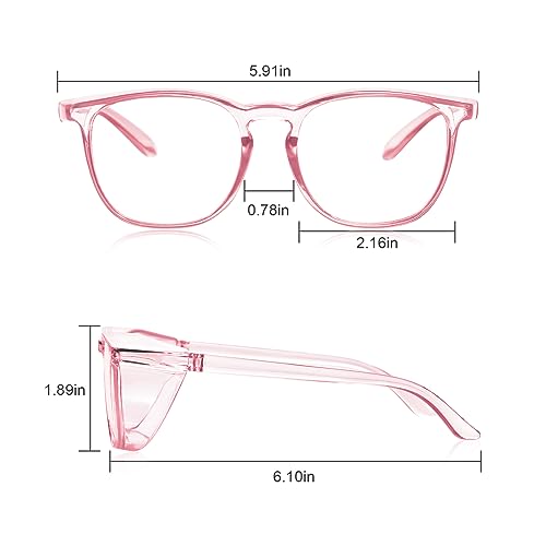 Stylish Safety Glasses Goggles for Women Girls Anti-fog Glasses Protective Eyewear Clear Glasses - color: Pink