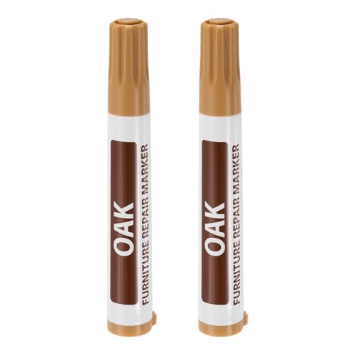 uxcell Furniture Repair Wood Markers, 2 Pcs Oak Touch Up Filler Sticks, Oil Based Paint Markers for Scratches, Wood Floors, Tables, Cabinet, Carpenters, Cover Ups - color: Oak