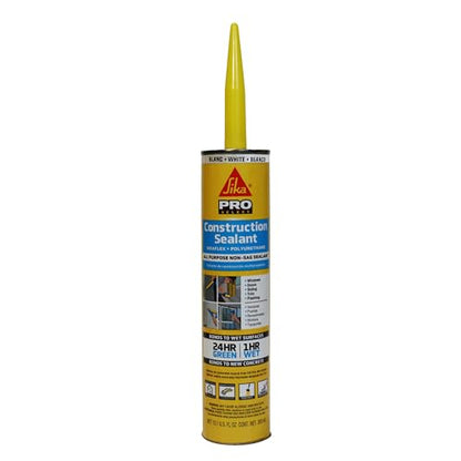 SIKA Sikaflex Construction Sealant - White, All-Purpose Polyurethane for Joints 1/2" or Smaller - 10.1 fl. oz - Weatherproof, High Elasticity, Paintable, Strong Adhesion - color: White