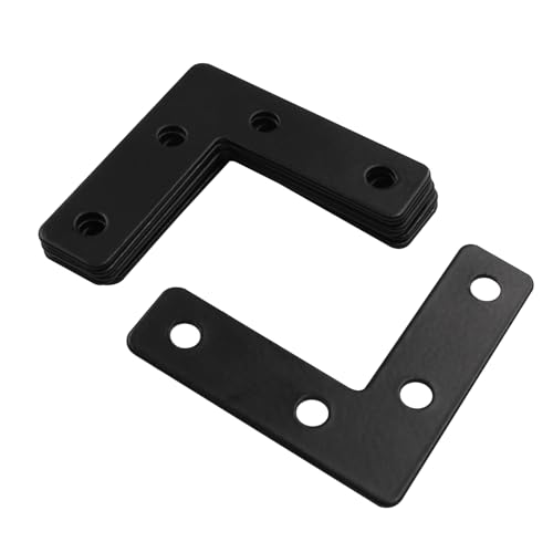 Bivethoi 20 Pcs L Shape Flat Mending Plates, 50 x 50mm (2" x 2") Stainless Steel Corner Braces with Screws, Flat Angle Brackets for Wood Furniture Repair, Cabinet, Shelf & DIY Projects, Black - size: 50x50mm/2"x2", style: L shape