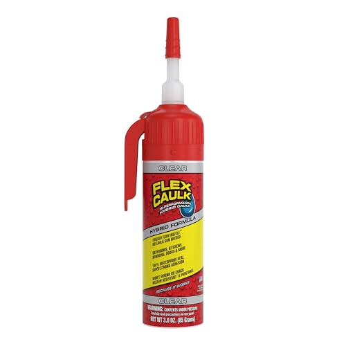 Flex Caulk, Waterproof & Weatherproof Hybrid Polymer Sealant, Strong, Paintable, Indoor, Outdoor, Bath, Shower, Sink, Window, Baseboards, Door, RV, Roof, Wood, Auto & Marine, Clear, 3 oz, 1-Pack - style: Hybrid, Clear, 3 oz, 1-Pack