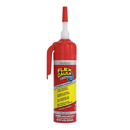 Flex Caulk, Waterproof & Weatherproof Hybrid Polymer Sealant, Strong, Paintable, Indoor, Outdoor, Bath, Shower, Sink, Window, Baseboards, Door, RV, Roof, Wood, Auto & Marine, Clear, 3 oz, 1-Pack - style: Hybrid, Clear, 3 oz, 1-Pack
