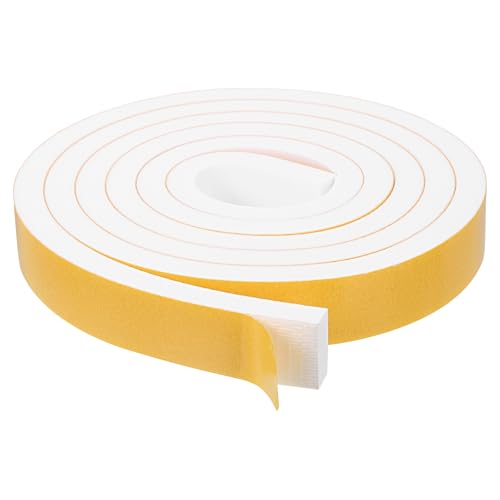 uxcell 1 Roll Foam Weather Stripping, 1" Wide X 3/8" Thick X 6.56 Ft Door Seal Strip Adhesive Foam Tape White Insulation Strip for Door Window - size: 1"x 3/8"x 6.56 Ft