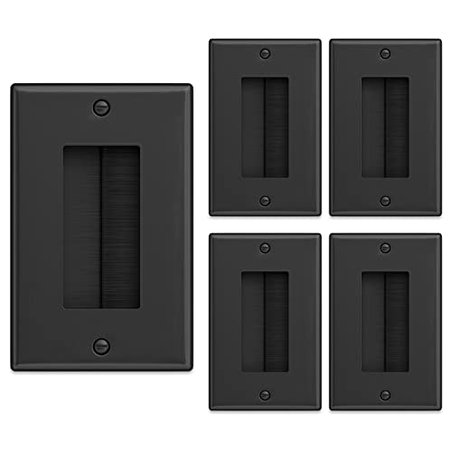 Iwillink Brush Wall Plate (5 Pack), Cable Pass Through Insert for Wires, Single Gang Cable Access Strap, Wall Socket for HDTV, Home Theater Systems - Black - color: Black, size: 5pack