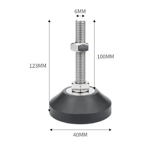 Furniture Leveling Feet, 4 pcs M6 Heavy Duty Height Adjuster Foot Feet Leveler Thread Size for Tables, Chair, Sofa, Workbench, Dresser, Bench, Cabinets(D40*M6*L100) - size: D40*M6*L100