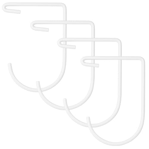 Heavy-Duty Overhead Storage Rack + Wall Mount Shelving Hooks – 4-Pack Steel Storage Hooks for Bikes, Ladders, Tools & Gear – Fits Overhead Racks & Shelving (Powder Coated) - color: White