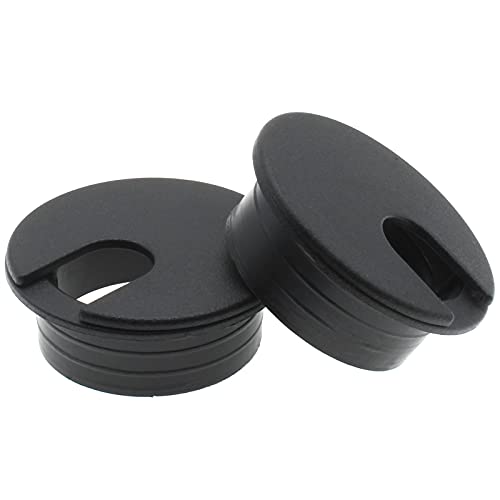 1-1/2 Inch (38 mm) U-Shaped Opening Desk Grommet 2 Pcs ABS Plastic Cable Hole Cover Cable Cord Grommet to Arrange Wires & Cords Through Computer Table/Countertops (Black) - color: Black, size: 1-1/2 Inch (38 mm)