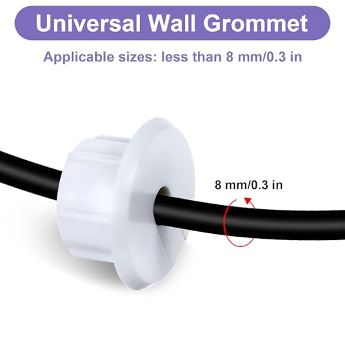 4Pcs Wall Cable Pass Through Grommet, 1'' Plastic Cable Feed Through Bushing, Compatible Wall Hole Cable Routing Kit, Cords Hole Covers Wall Bushing Grommet for Cables Wires Furniture (White)