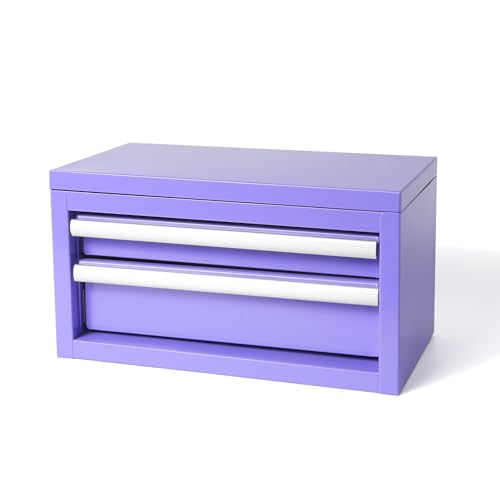 Mini Steel Tool Box with Drawers - Small Tool Chest for Small Item Storage Organizer - Portable Metal Toolbox Organizer with Tool Drawer (mini purple) - color: mini purplr