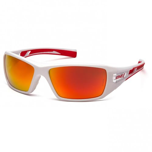 Pyramex Velar Safety Glasses, White-Red Frame/Sky Red Mirror Lens - color: White/Red Frame / Sky Red Mirror Lens