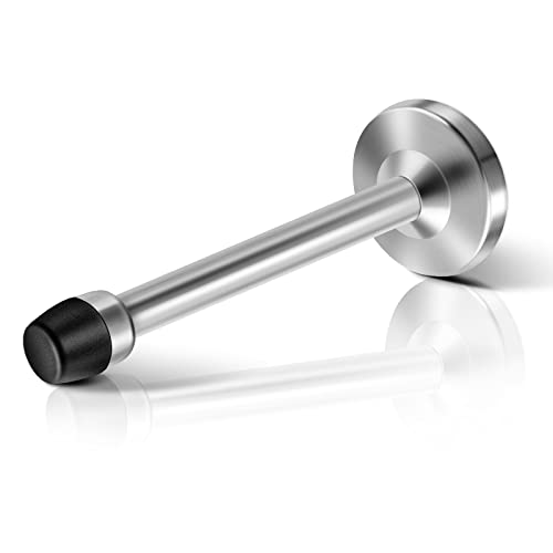 Door Stops, 6 Inch(150mm) Long Door Stopper, Stainless Steel, Wall Mount Solid Doorstop with Rubber Bumper Tip Modern Heavy Duty Chrome Door Holder, Extra Long Door Stop, Silver - color: Silver, size: 6 inch X 1 pack