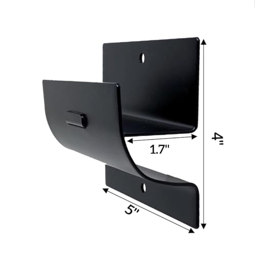 Tetra-Teknica GMH-01 4-in Steel Wall Mount Ladder and Wheelbarrow Hanger, Matte Black