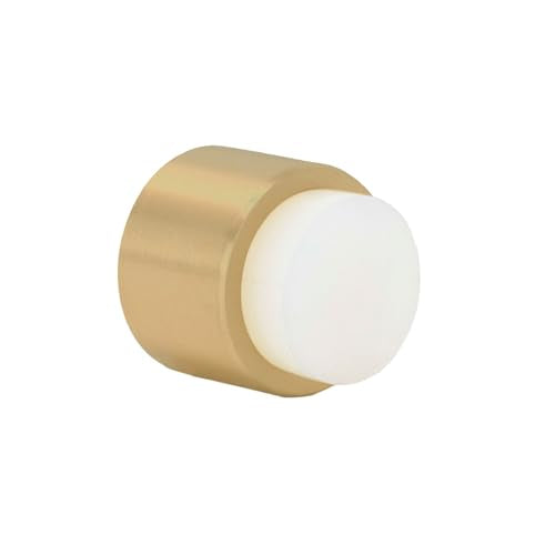 EVI Door Stoppers | Brass Door Handle Stopper - Adhesive and Screw Installation - White Protector Rubber - 1.1x1.1In Wall Doorstop - color: White and Gold