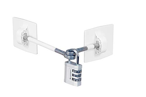 Refrigerator Lock (White with Silver Combination Padlock) - color: 1-Pack, White with Silver Combination Padlock