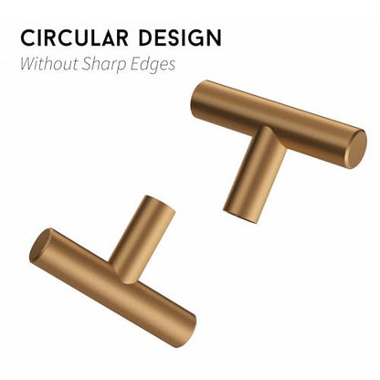 Goldenwarm 5 Pack Champagne Bronze Cabinet Handles Gold Drawer Knobs Bronze Cabinet Knobs Brushed Brass Cabinet Handles T Bar Kitchen Bathroom, 2 Inch(50mm) Overall Length - color: Champagne Bronze, size: Single Hole