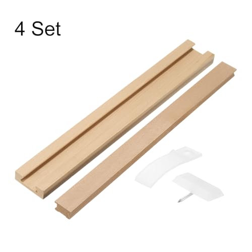 uxcell 4 Set Wooden Drawer Slides, 17-3/4 (45 CM) Classic Wood Center Guide Track with Plastic Slide Glide Bracket, Wood Drawer Glides Bottom Rails Replacement Kit - size: 17-3/4