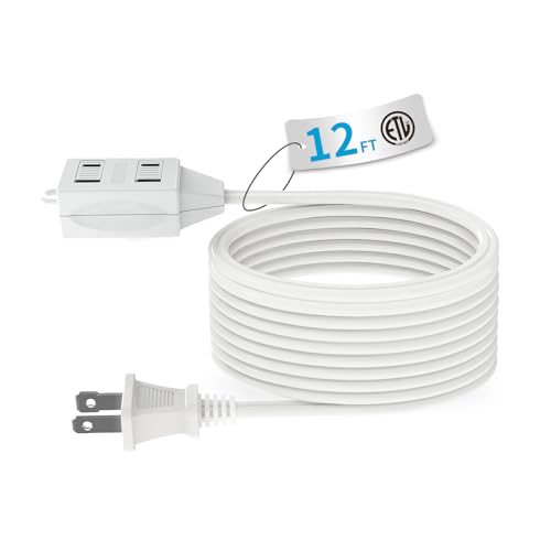TiFFCOFiO Indoor Extension Cord, 2 Prong 12 Feet Extension Cord, 3 Polarized Outlets with Safety Slide Windows,13A/1625W, 16 AWG, 1 Pack - size: 12 Ft, 1 Pack