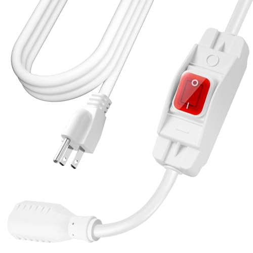 Extension Cord with Switch On/Off Waterproof Switch 10Ft No Plugging and Unplugging Invintage Stereo Devices Without Built-in Power Switch(6 FT, White) - color: White, size: 6 Ft