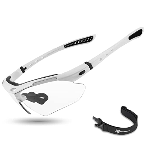 ROCKBROS Pickleball Glasses for Men & Women – Photochromic Sports Sunglasses, UV400 Protection & Interchangeable Strap