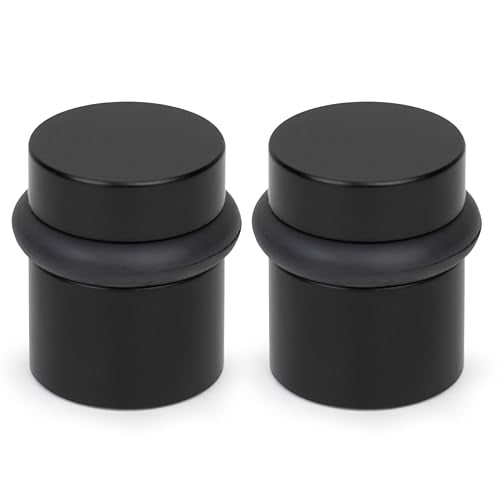 Mega Handles Floor Door Stopper, Quickly Installed Wall Protector, Wall Protectors from Door Knobs, Floor Door Stop with Mounting Hardware Included - Matte Black - 1.5 Inch - color: Matte Black, size: 2 Pack
