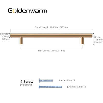 Goldenwarm 5 Pack Champagne Bronze Cabinet Pulls Gold Cabinet Handles 7-1/2 inch(192mm) Champagne Drawer Handles Brushed Bronze Drawer Pulls Kitchen Dresser Door Hardware - color: Champagne Bronze, size: 10in Hole Centers