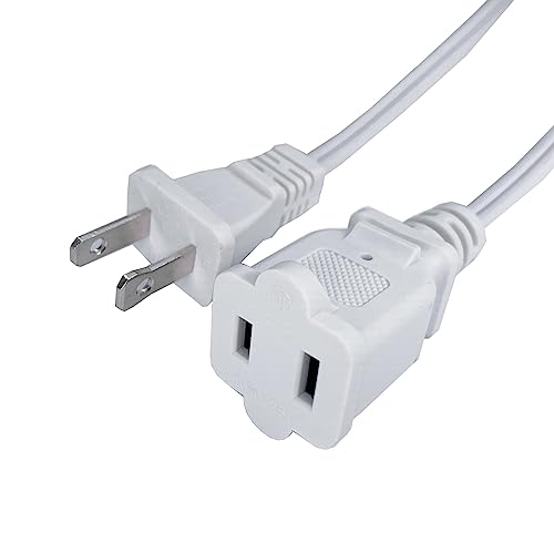 3 Ft Extension Cord,2 Prong Small USA Outlet Saver Power Extension Cord, Indoor White Power Cable Male to Female Extension Cord for NEMA 1-15P to NEMA 1-15R - color: White, size: 3 Foot-1 Pack