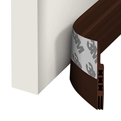 Door Draft Stopper Under Door Draft Blocker Insulator Door Sweep Weather Stripping Noise Stopper Strong Adhesive 39'' Length - color: Brown