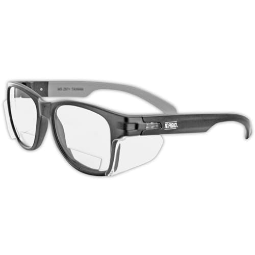 MAGID Y50 Safety Glasses for Construction | Black Frame — 1 Pair, Clear Lens - 1.5 Bifocal | Side Shields, ANSI Z87.1+, Anti-Fog, Scratch-Resistant, 99.9% UV Protection, Polycarbonate Lens - color: Clear Lens | 1.5 Bifocal, size: 1 Pair