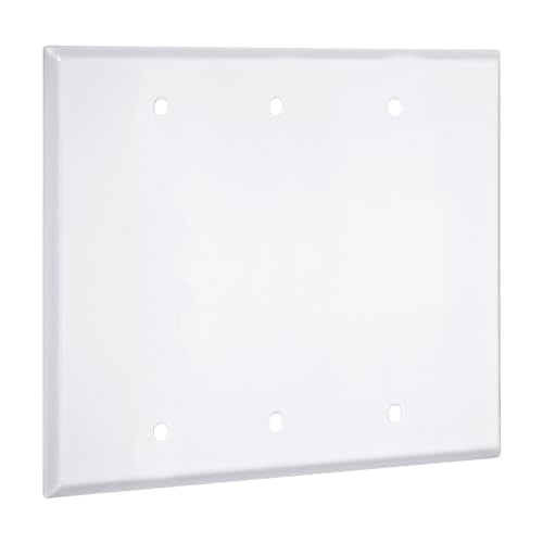 TayMac WW-BBB Standard Metallic Wallplate with Blank, Three Gang, White Smooth - style: Three Gang