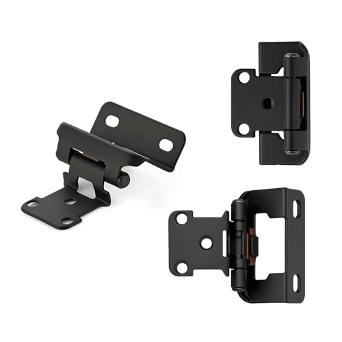 4 Pack (2 Pairs) 1/2" Overlay Cabinet Hinges, Matte Black Self-Closing Semi-Concealed Partial Wrap Face Frame Hinges for Cabinet Doors - color: Matte Black