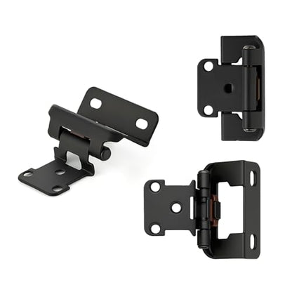 4 Pack (2 Pairs) 1/2" Overlay Cabinet Hinges, Matte Black Self-Closing Semi-Concealed Partial Wrap Face Frame Hinges for Cabinet Doors - color: Matte Black