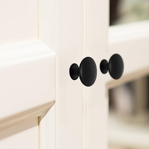 16 Pcs Black Cabinet Knobs, Round Dresser Knob Kitchen Drawer Knobs, Single Hole Cupboard Door Knob Dresser Drawer Pulls Handles - color: Black, size: 16 Pack