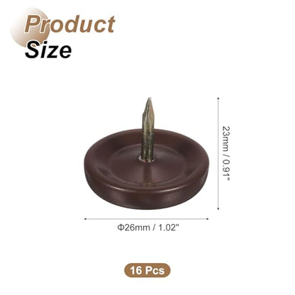 uxcell 16 Pcs Furniture Glides Sliders, 1.02" Plastic Round Chair Sliders Glides, Furniture Movers Pads for Chair Leg Floor Protectors, Brown - size: 26mm